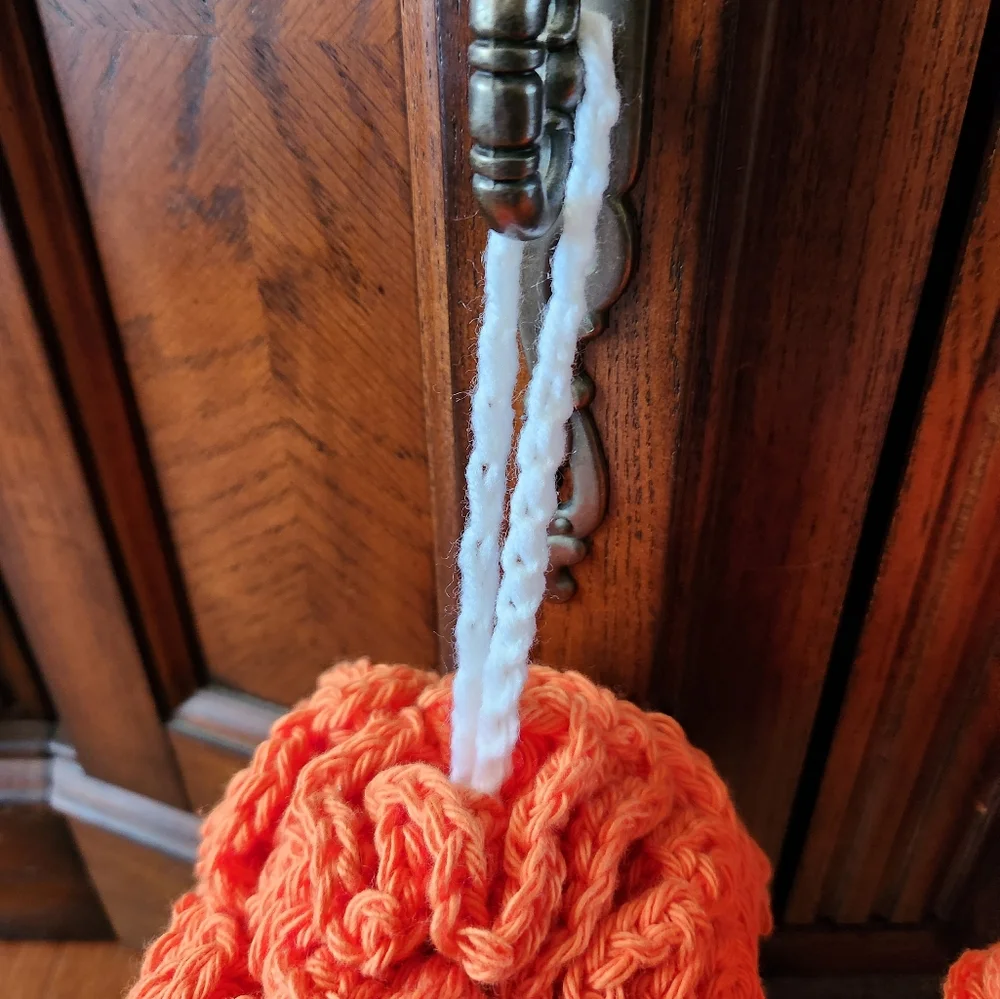Crochet Set of 2 Orange Shower Poufs